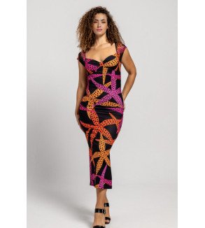 Vestido midi escote corazon