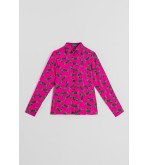 Camisa fucsia con estampado de perritos verdes, diseño divertido Más rara que un perro verde