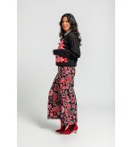 Suéter negro de punto con estampado paisley cachemir rojo, estilo boho Alma Libre