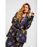 Americana smoking negra con estampado de estrellas y animal print colorido Shiny Girl