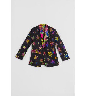 Americana smoking negra con estampado de estrellas y animal print colorido Shiny Girl