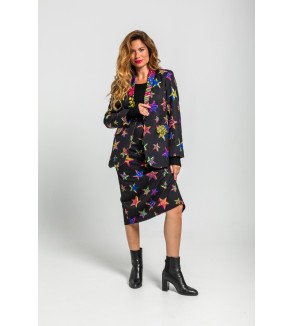 Americana smoking negra con estampado de estrellas y animal print colorido Shiny Girl