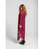 Vestido largo de tul fucsia con estampado animal print y texto I'm Felina