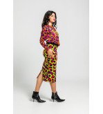 Falda de punto ajustada con estampado animal print verde lima, fucsia y negro I’m Felina