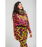 Falda de punto ajustada con estampado animal print verde lima, fucsia y negro I’m Felina