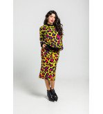 Falda de punto ajustada con estampado animal print verde lima, fucsia y negro I’m Felina