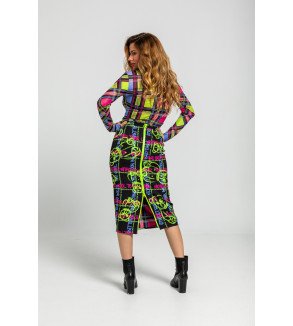 Falda tubo ajustada con estampado de grafitti urbano multicolor I’m the Queen