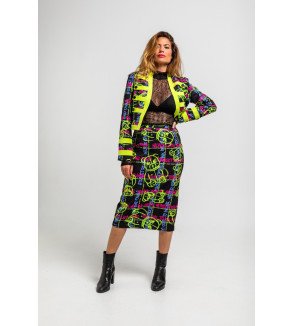 Falda tubo ajustada con estampado de grafitti urbano multicolor I’m the Queen