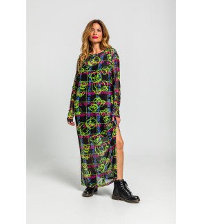 Vestido largo de tul con estampado de grafitti urbano multicolor I’m the Queen