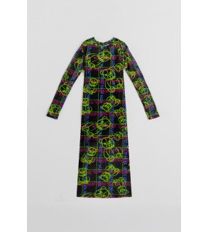 Vestido largo de tul con estampado de grafitti urbano multicolor I’m the Queen