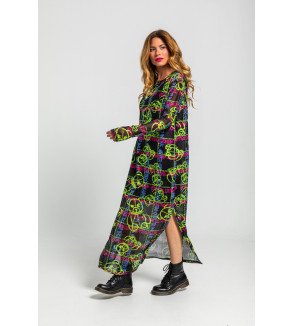 Vestido largo de tul con estampado de grafitti urbano multicolor I’m the Queen