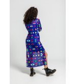 Vestido largo de tul tipo polo con estampado de ojos, corazones y bocas Love Yourself