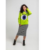 Suéter tejido verde con estampado de ojo estilo pop art Love Yourself