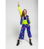 Suéter tejido verde con estampado de ojo estilo pop art Love Yourself