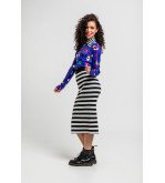 Camiseta tipo polo azul con estampado de ojos, corazones y bocas Love Yourself