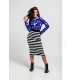 Camiseta tipo polo azul con estampado de ojos, corazones y bocas Love Yourself