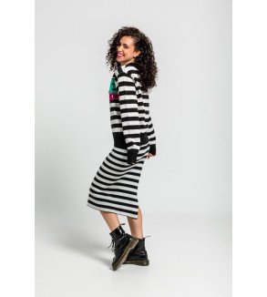 Falda de punto tejido con rayas blancas y negras Love Yourself