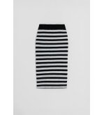 Falda de punto tejido con rayas blancas y negras Love Yourself