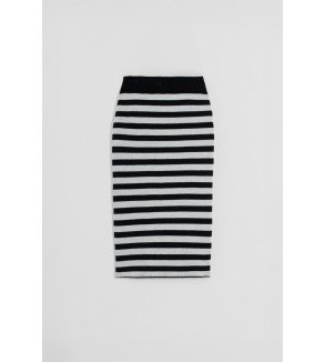 Falda de punto tejido con rayas blancas y negras Love Yourself