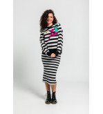 Falda de punto tejido con rayas blancas y negras Love Yourself