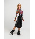 Camiseta entallada de tul con estampado variado de animal print Caótica