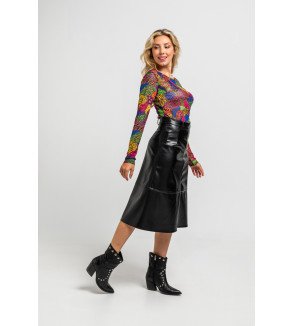 Camiseta entallada de tul con estampado variado de animal print Caótica