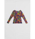 Camiseta entallada de tul con estampado variado de animal print Caótica