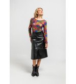 Camiseta entallada de tul con estampado variado de animal print Caótica