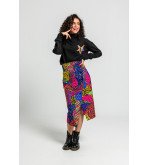 Sudadera negra cuello chimenea con estrella de estampado animal print Caótica