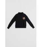 Sudadera negra cuello chimenea con estrella de estampado animal print Caótica