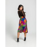 Falda midi con corchetes y estampado variado de animal print Caótica