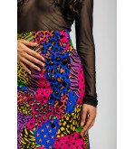 Falda midi con corchetes y estampado variado de animal print Caótica