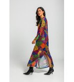 Vestido largo de tul con estampado variado de animal print Caótica