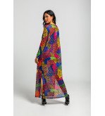 Vestido largo de tul con estampado variado de animal print Caótica