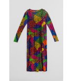 Vestido largo de tul con estampado variado de animal print Caótica