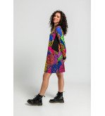 Vestido corte A con bolsillos y estampado multicolor de animal print Caótica