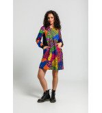 Vestido corte A con bolsillos y estampado multicolor de animal print Caótica