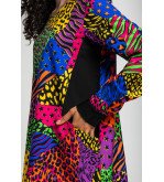 Vestido corte A con bolsillos y estampado multicolor de animal print Caótica