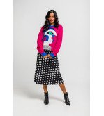 Falda evasé midi de topos blanco y negro Guapa