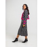 Falda evasé midi de topos blanco y negro Guapa