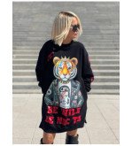 Vestido negro oversize con estampado de tigre Be Wild edición limitada NOC The Brand