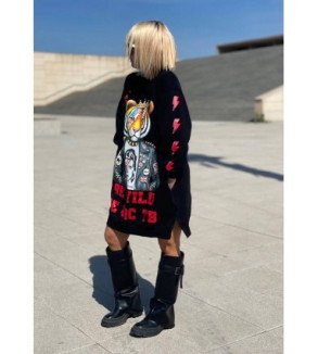 Vestido negro oversize con estampado de tigre Be Wild edición limitada NOC The Brand