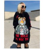 Vestido negro oversize con estampado de tigre Be Wild edición limitada NOC The Brand