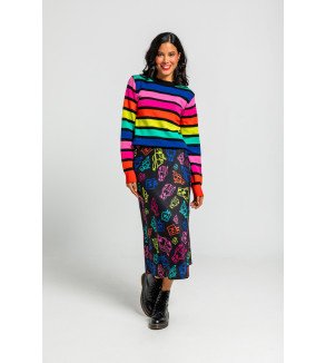 Suéter ajustado multicolor de rayas Lolina.