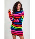 Suéter ajustado multicolor de rayas Lolina.