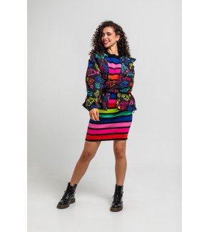 Falda de punto multicolor con rayas – Lolina We Are Connected