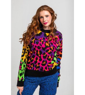 Suéter multicolor con estampado variado de animal print – Lolina Caótica