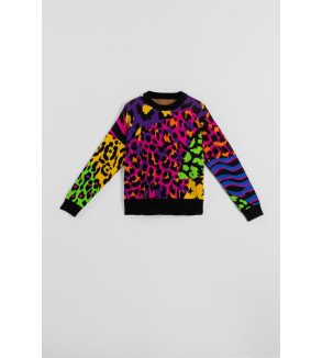 Suéter multicolor con estampado variado de animal print – Lolina Caótica