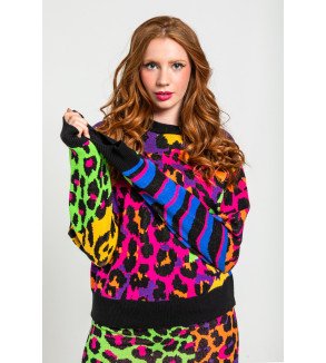 Suéter multicolor con estampado variado de animal print – Lolina Caótica