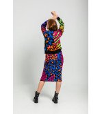 Falda de punto multicolor con estampado animal print – Lolina Caótica